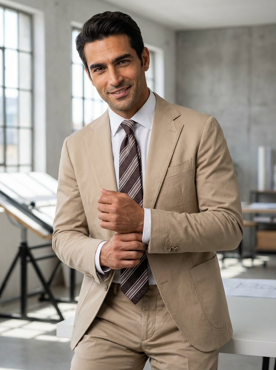 Cravatta 3 pieghe ROSARY seta\cotone marrone