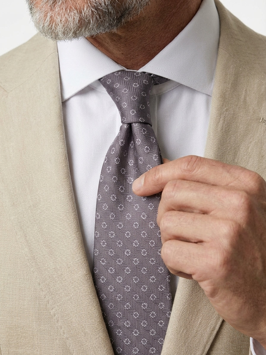 Cravatta 3 Pieghe grigio DAVIDE seta tessuta