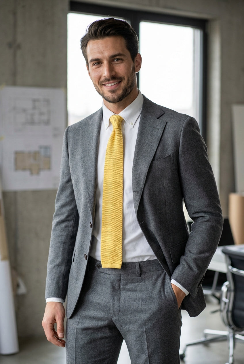 Cravatta in maglia di seta MACCA giallo