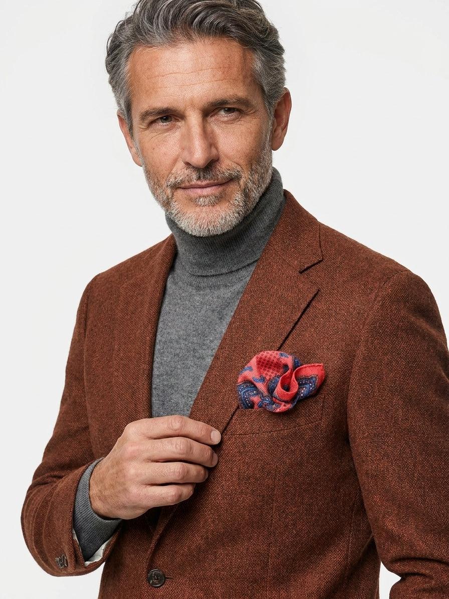 Fazzoletto da taschino rosso corallo lana/cashmere HEBE