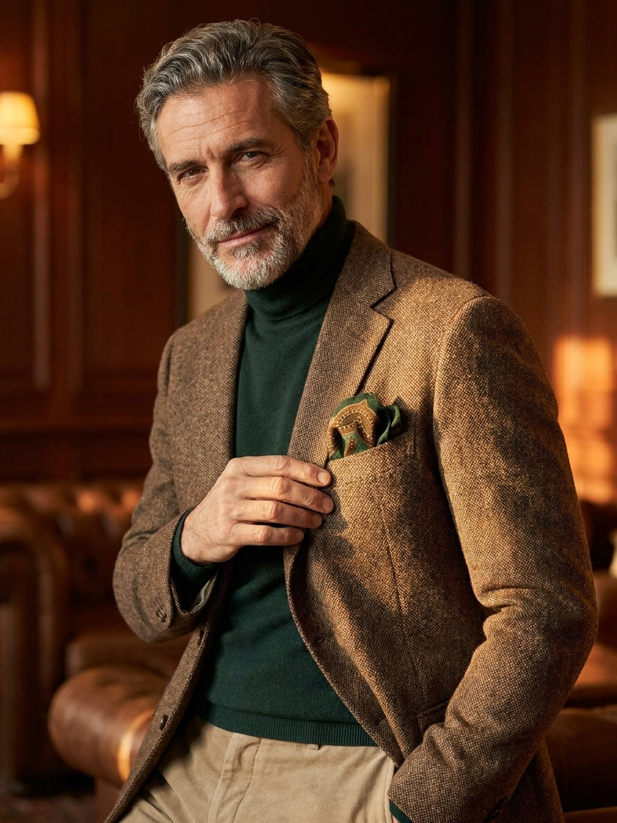Fazzoletto da taschino verde lana/cashmere HEBE