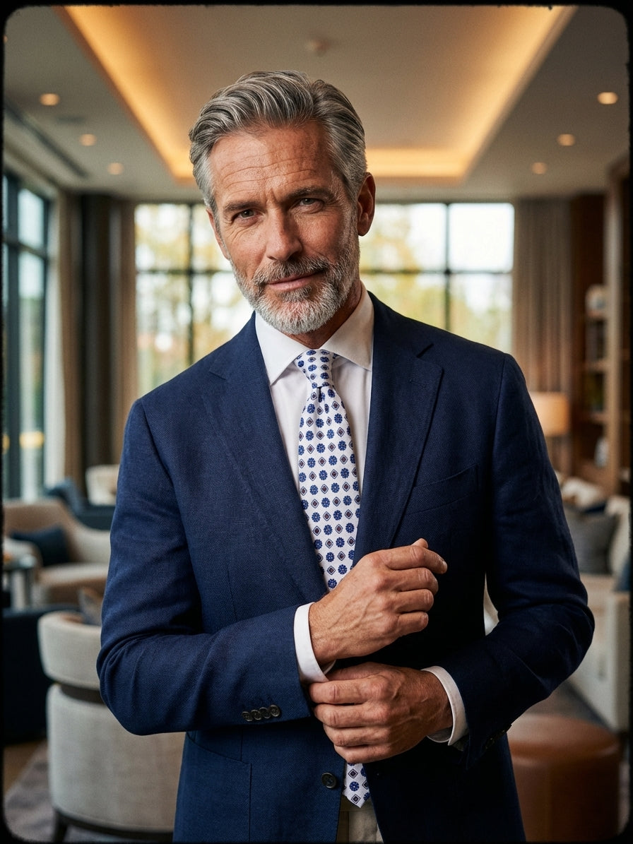 Cravatta 3 Pieghe bianco REDDANCE seta stampata inglese