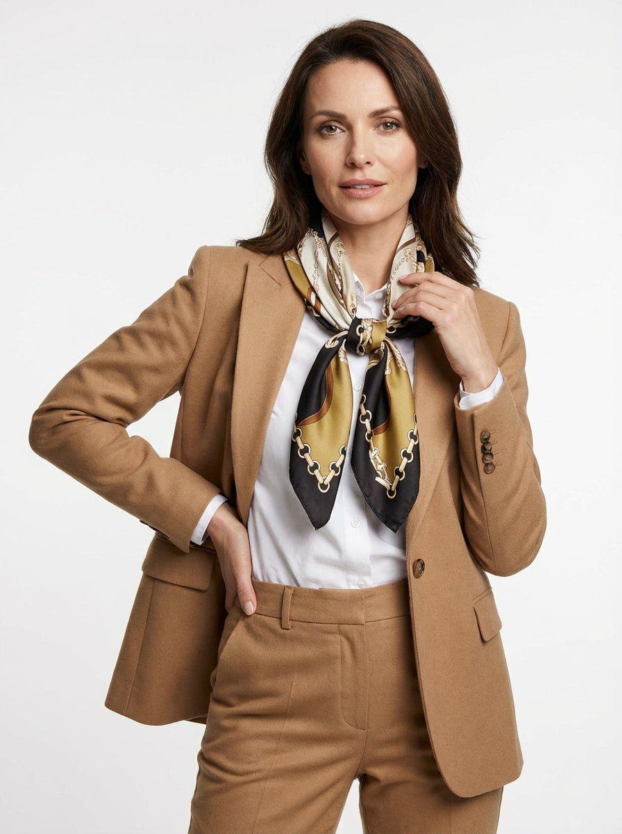 Foulard 90x90cm in seta stampa Beige Alena