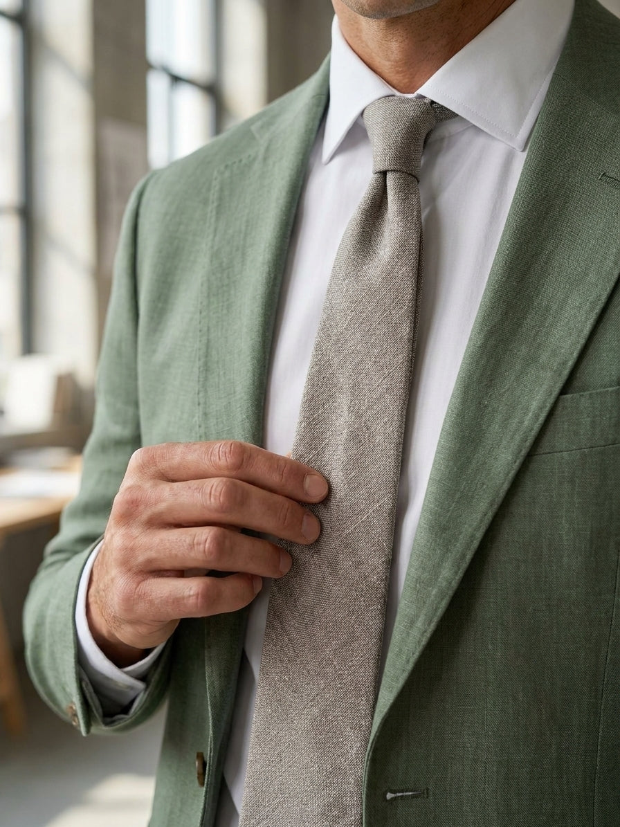 Cravatta 3 pieghe CARTIE seta\lino grigio