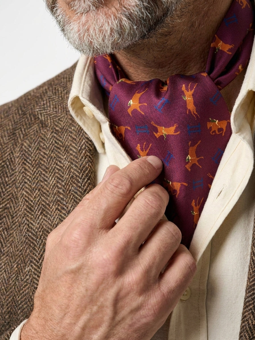 Ascot doppia punta bordeaux in seta stampata JUMP