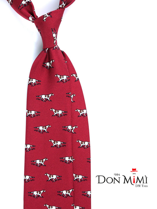 Red 3 Folds SEGUGIO Tie in Printed Silk