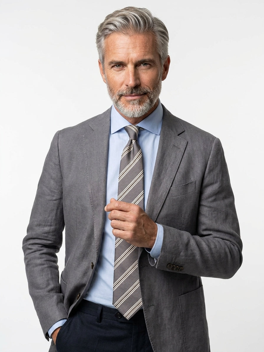 Cravatta 3 pieghe VERTUS in seta jacquard Grigio
