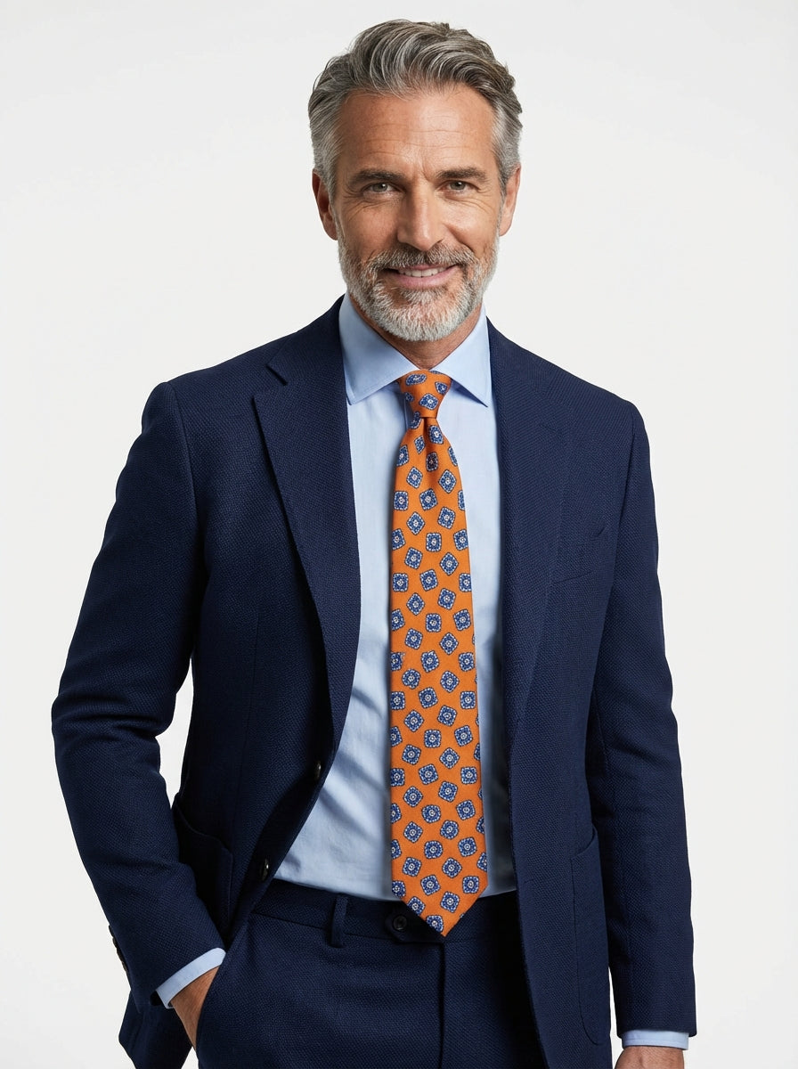 Cravatta 3 pieghe LEMBO seta madder arancione