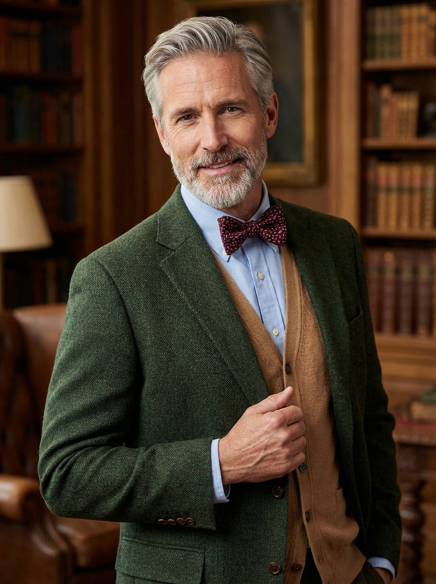 Papillon da annodare LISETA in seta inglese stampata marrone