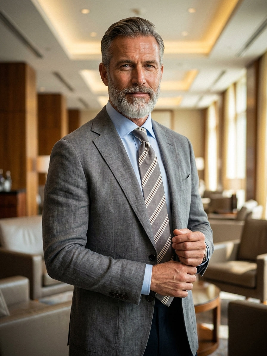 Cravatta 3 pieghe VERTUS in seta jacquard Grigio