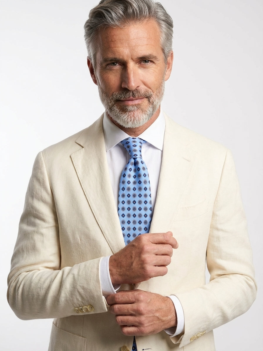 Cravatta 3 Pieghe celeste REDDANCE seta stampata inglese