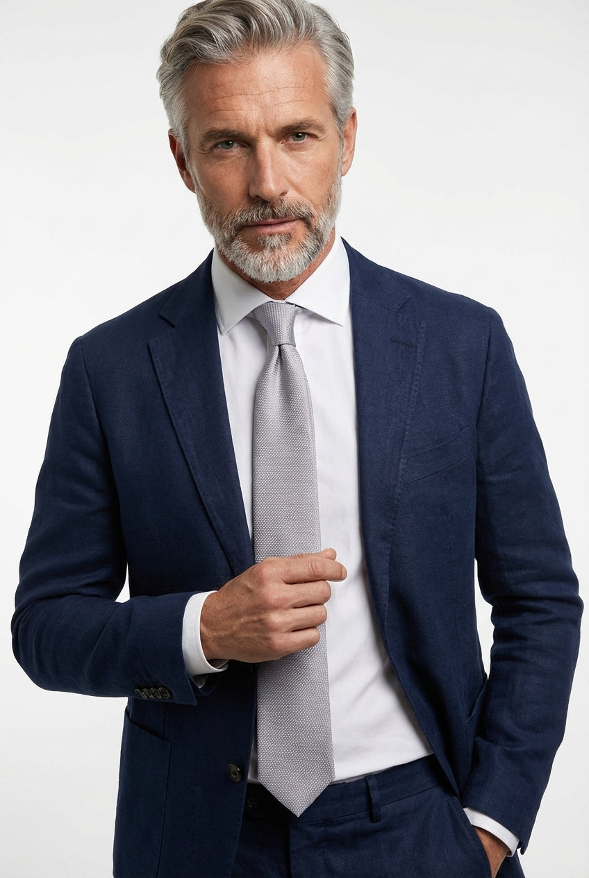 Cravatta 3 Pieghe grigio ASHFORD seta tessuta