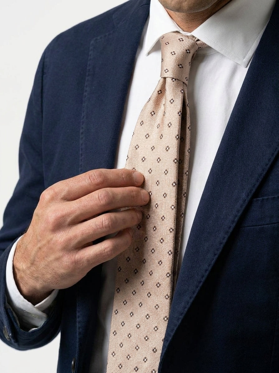 Cravatta 3 pieghe EARL seta\cotone Beige