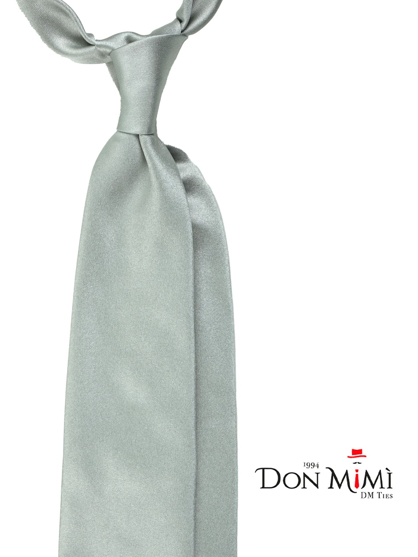 Tie 7 folds AMANTEA unlined in pure gray satin