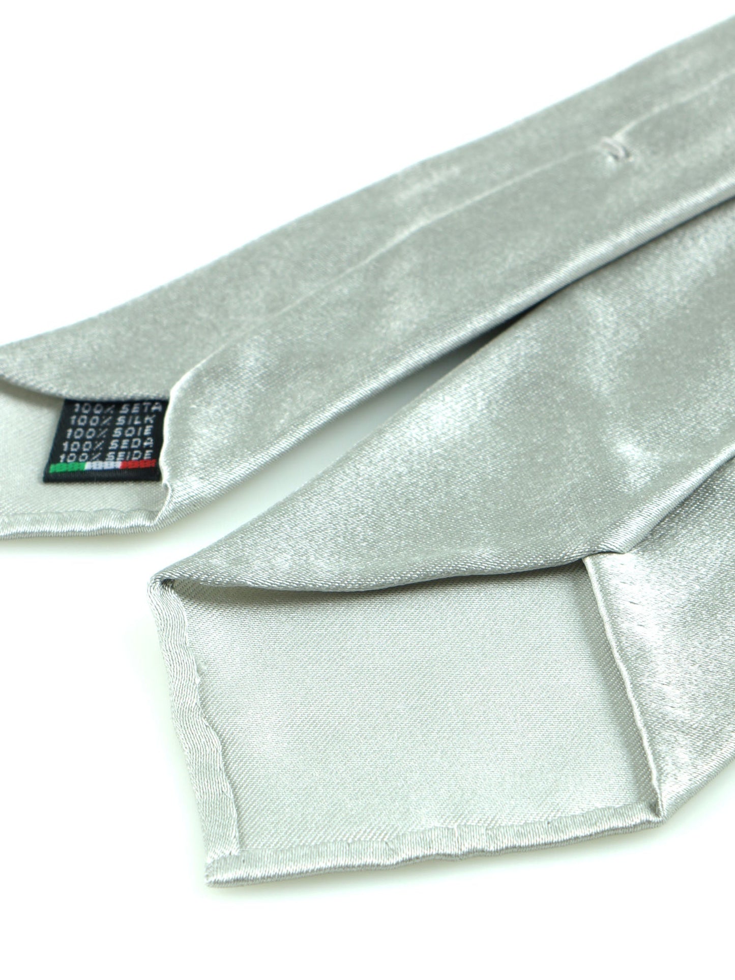 Tie 7 folds AMANTEA unlined in pure gray satin