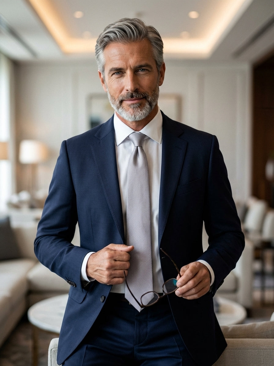 Cravatta 3 Pieghe grigio ASHFORD seta tessuta