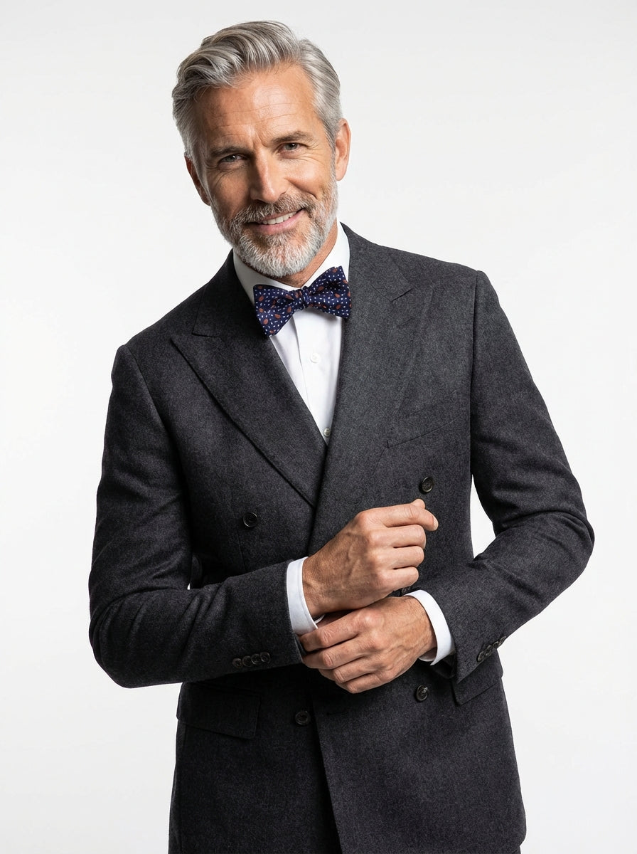 Papillon da annodare LISETA in seta inglese stampata blu