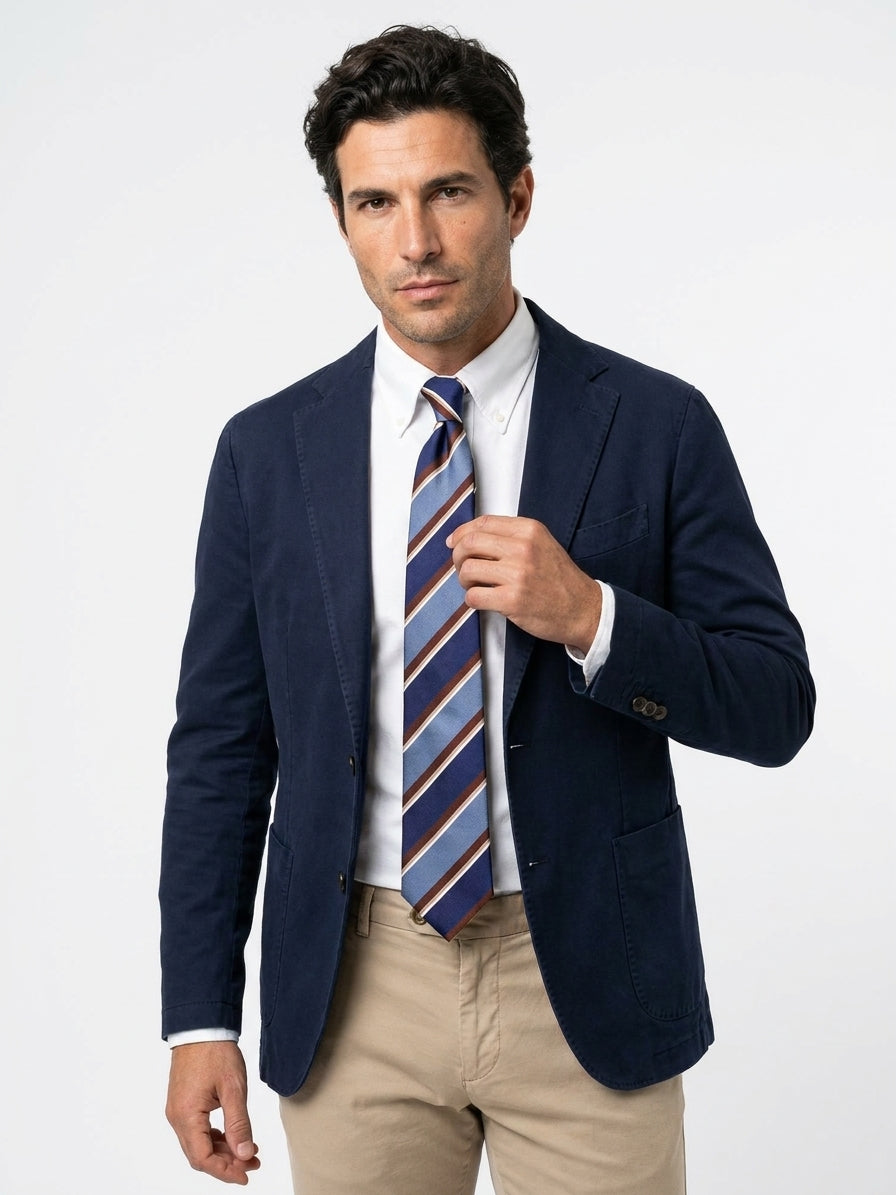 Cravatta 3 pieghe GUS in seta jacquard Blu scuro