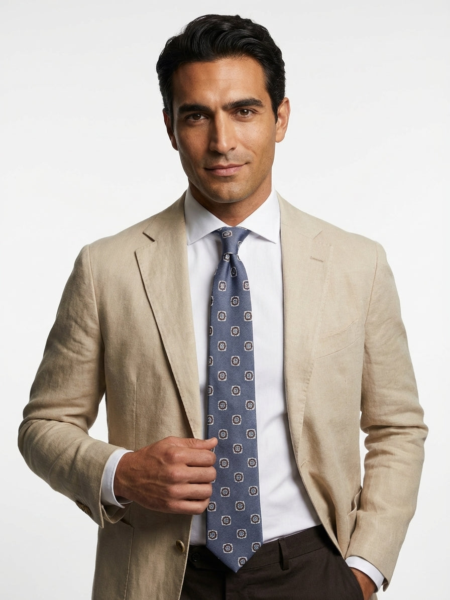 Cravatta 3 pieghe CASE in seta jacquard Blu