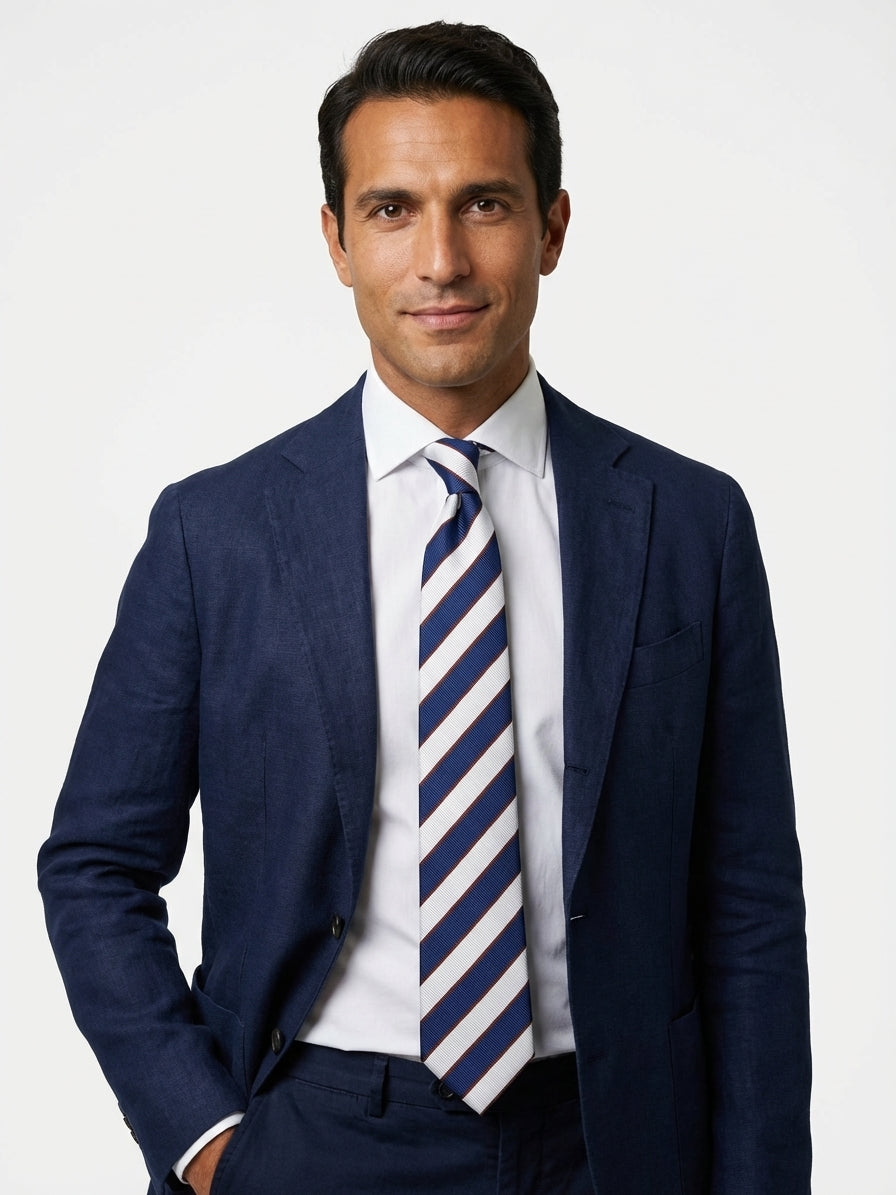 Cravatta 3 pieghe GOLDBERG in seta jacquard blu