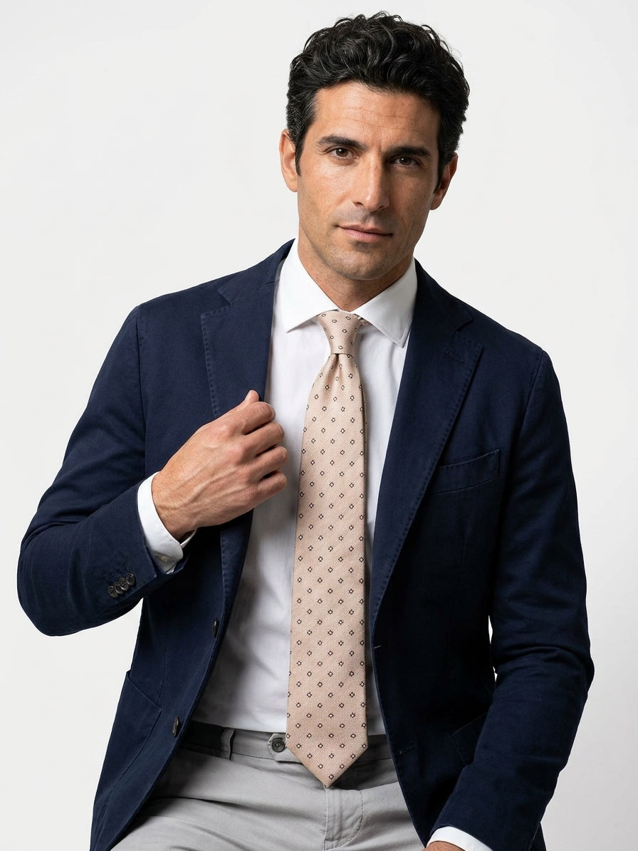 Cravatta 3 pieghe EARL seta\cotone Beige
