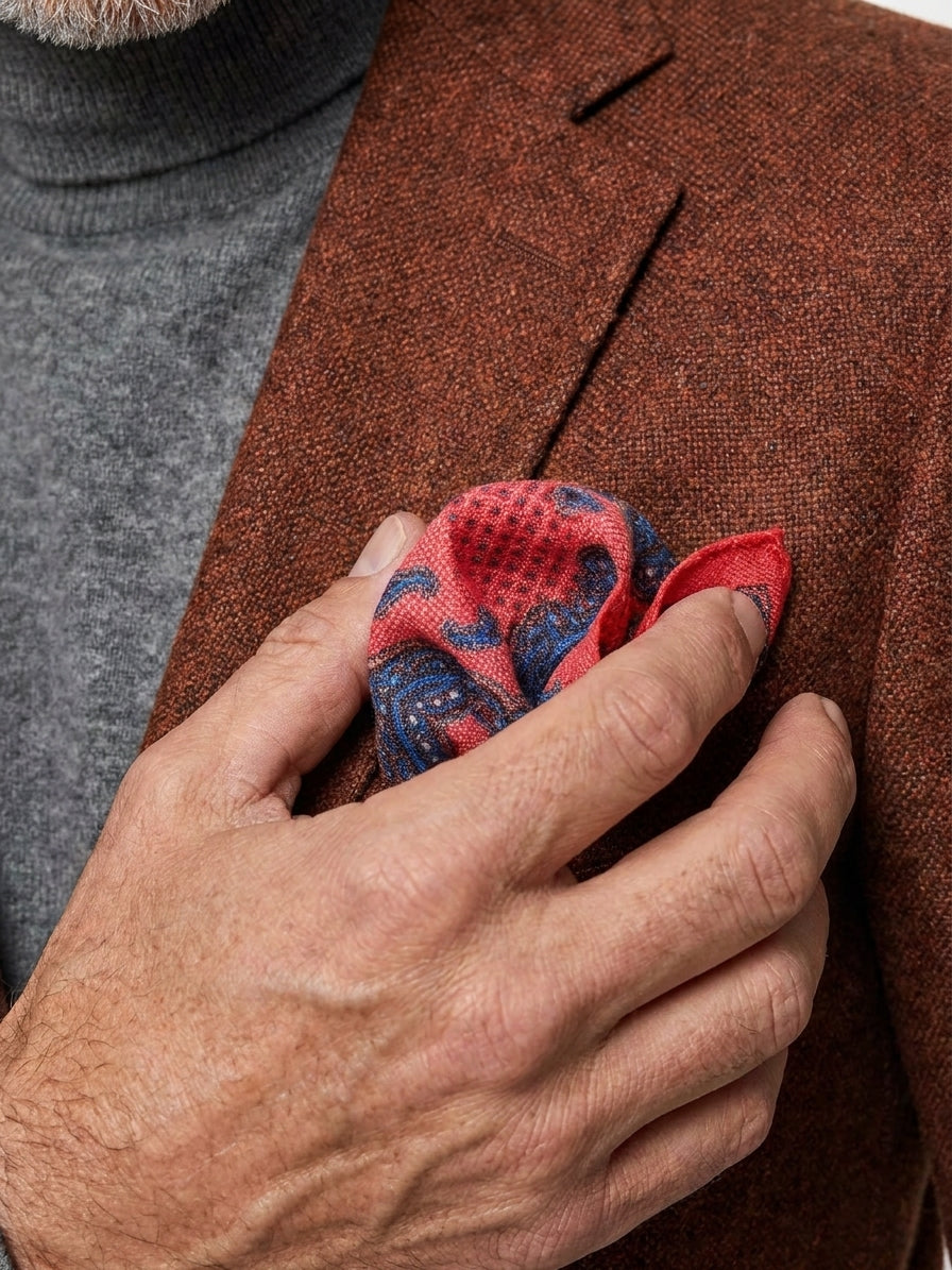 Fazzoletto da taschino rosso corallo lana/cashmere HEBE