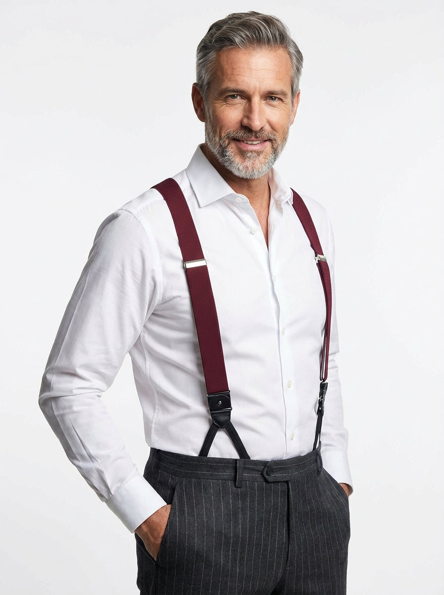 Bretella a Y in elastico con lacci in tessuto e clip ELASTIC Bordeaux