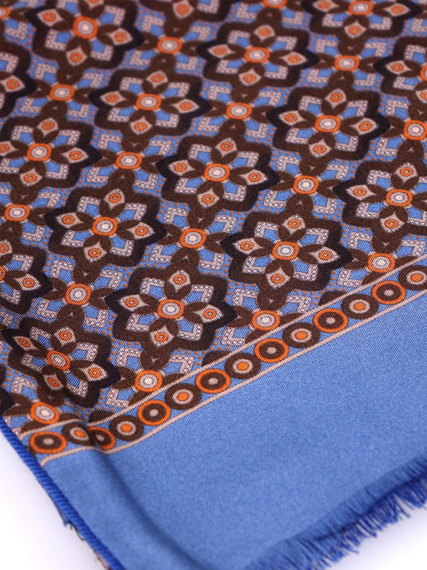 Brown ABSTRA printed silk/wool double-sided scarf