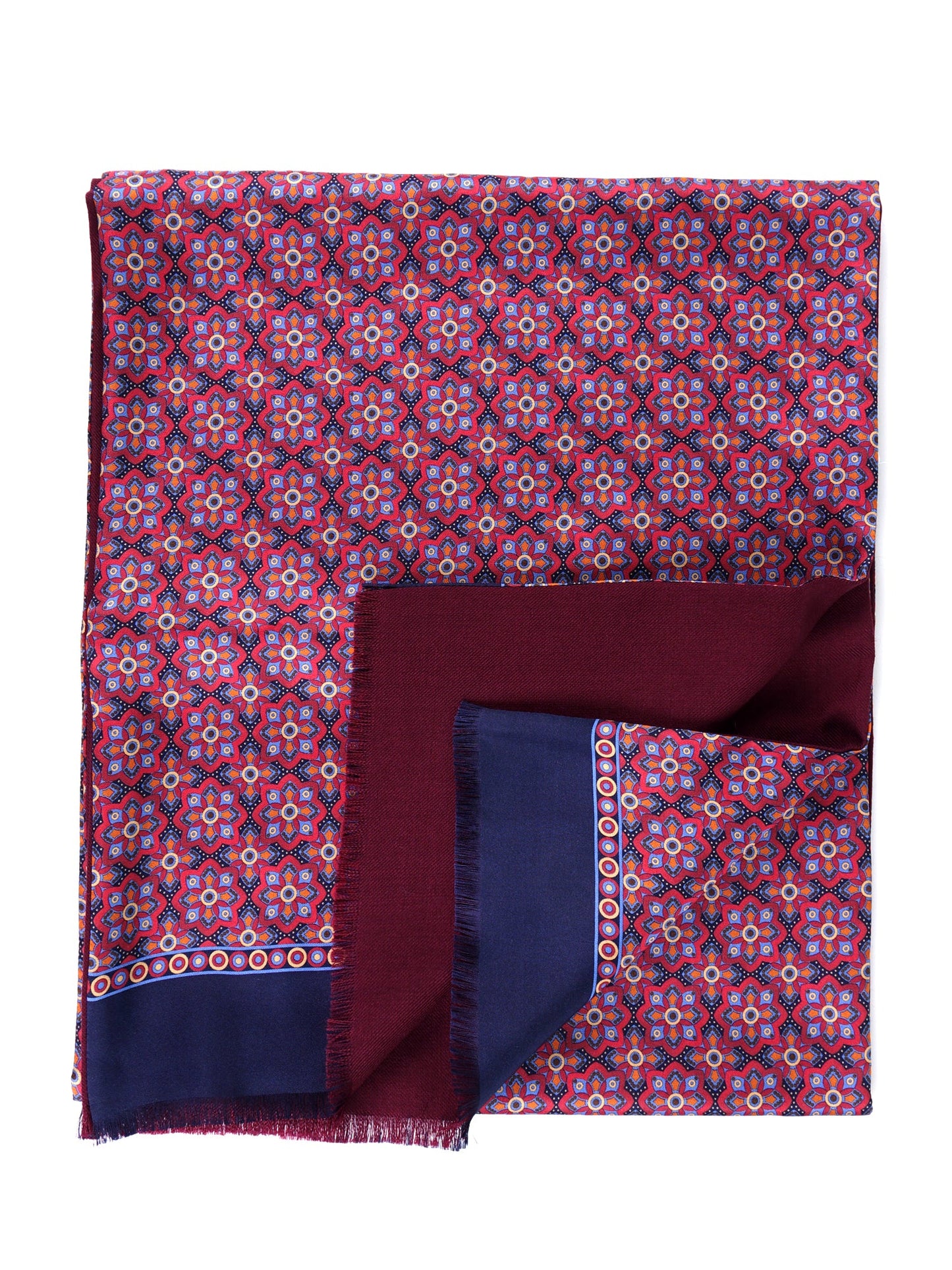 Burgundy ABSTRA printed silk/wool double scarf
