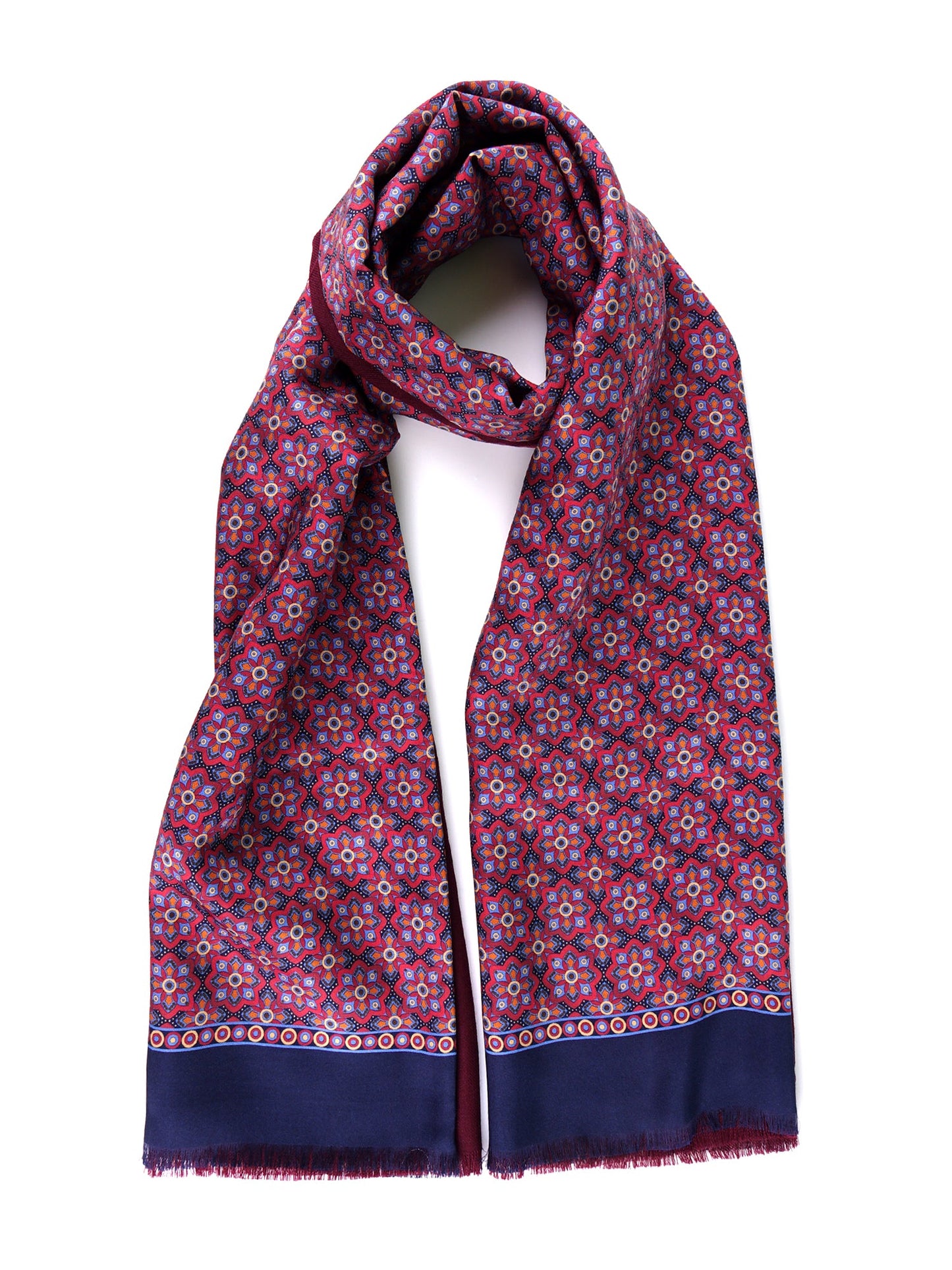 Burgundy ABSTRA printed silk/wool double scarf