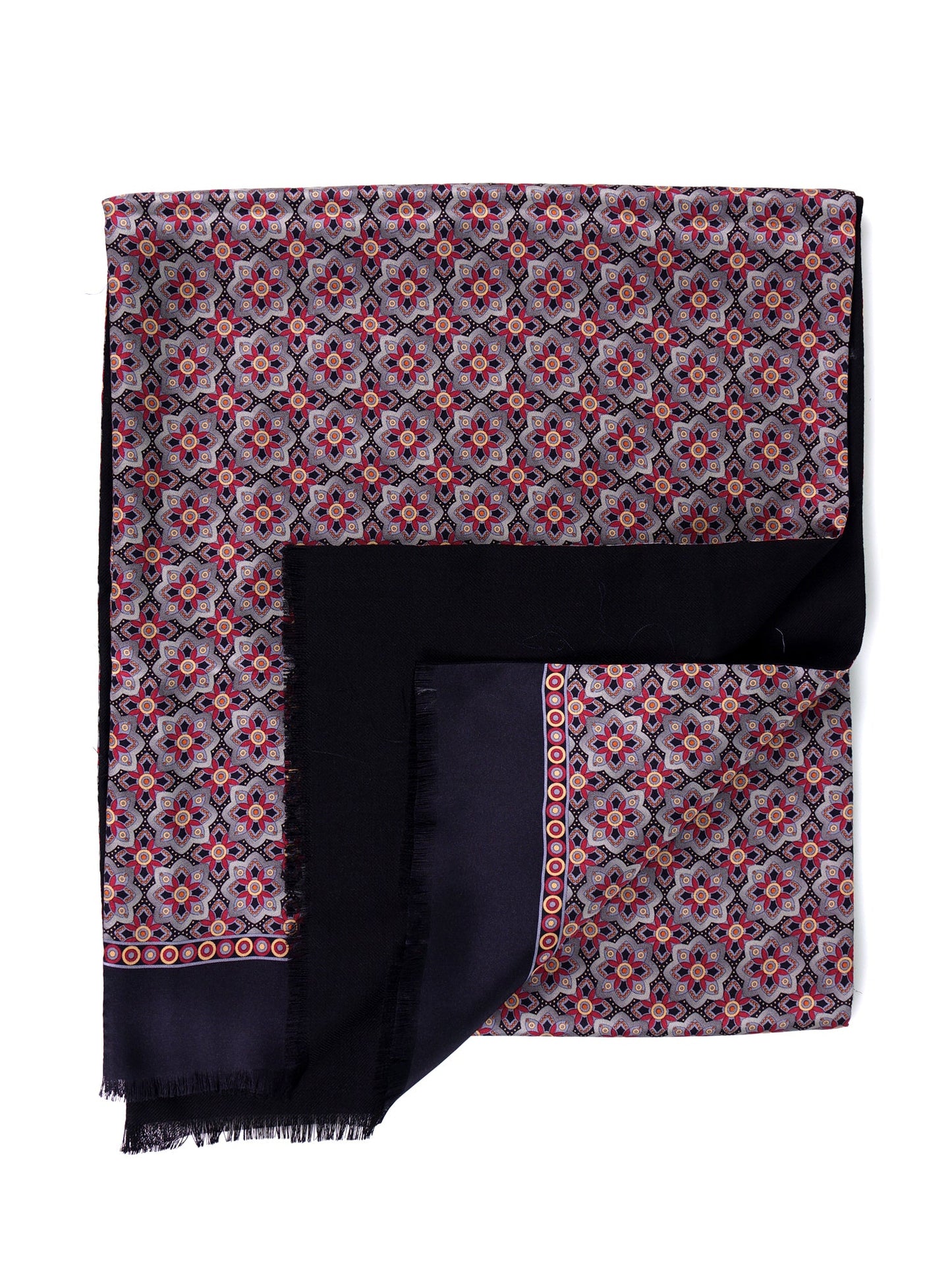 Double-sided printed silk/wool scarf ABSTRA grey