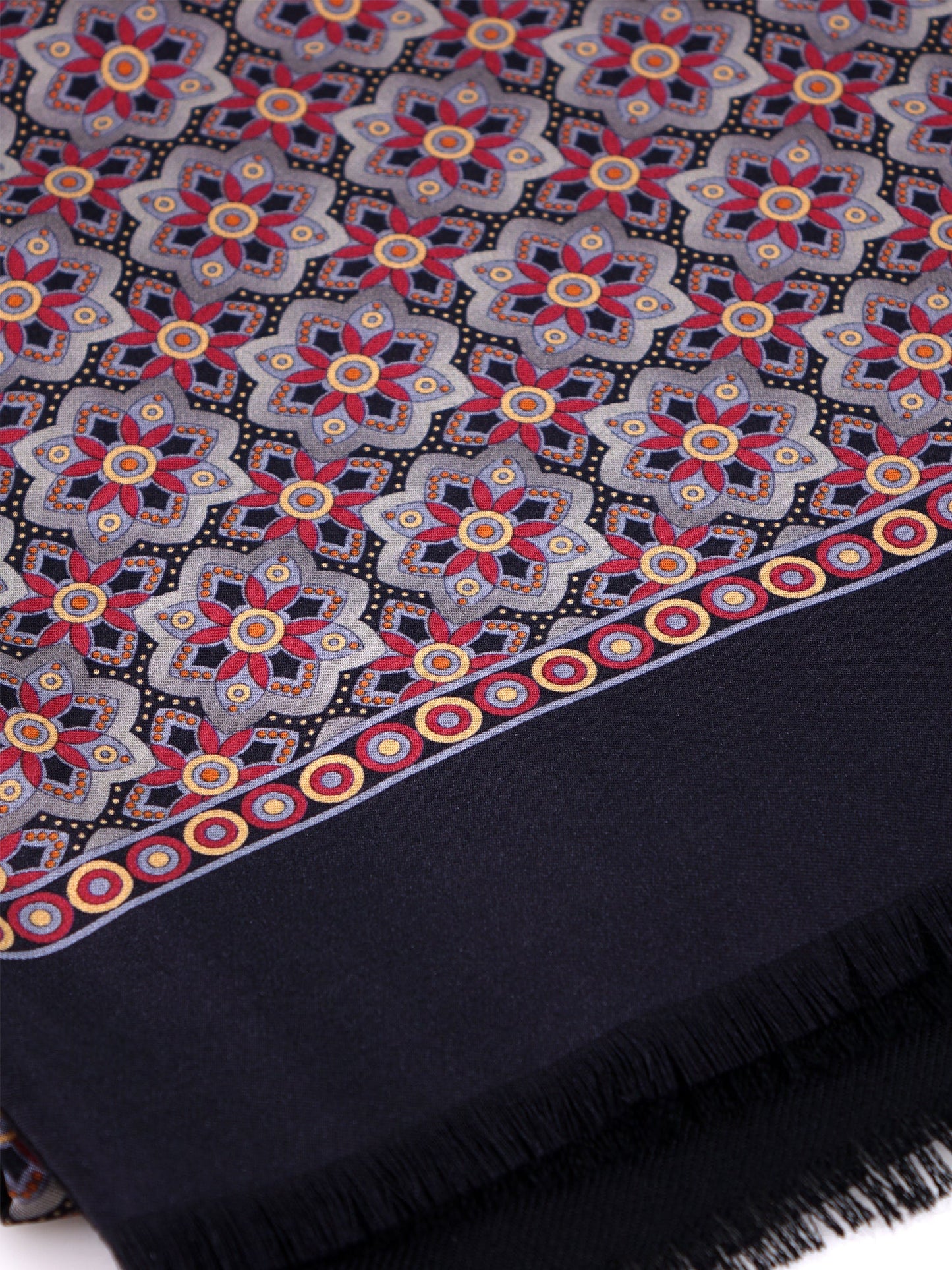 Double-sided printed silk/wool scarf ABSTRA grey