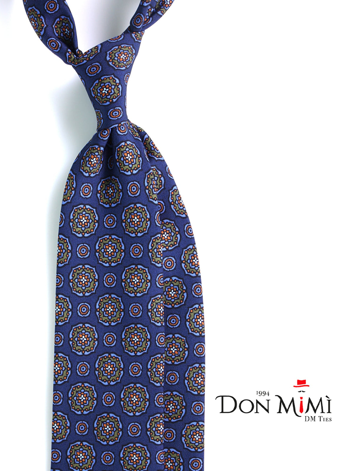 ADAMS 3-fold tie in navy blue madder silk