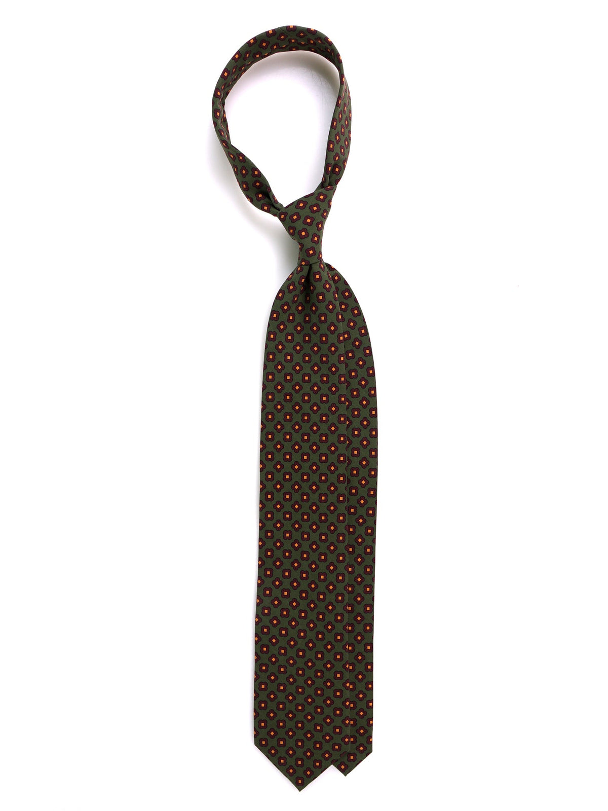 AGHATA green 3-fold madder silk tie