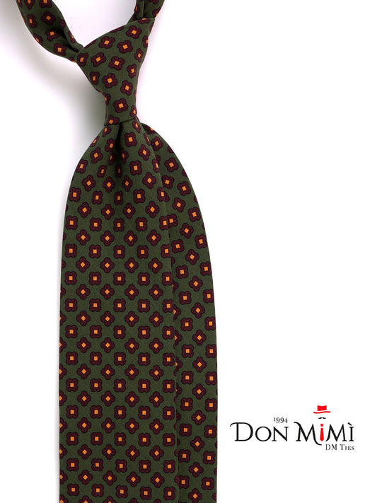 AGHATA green 3-fold madder silk tie