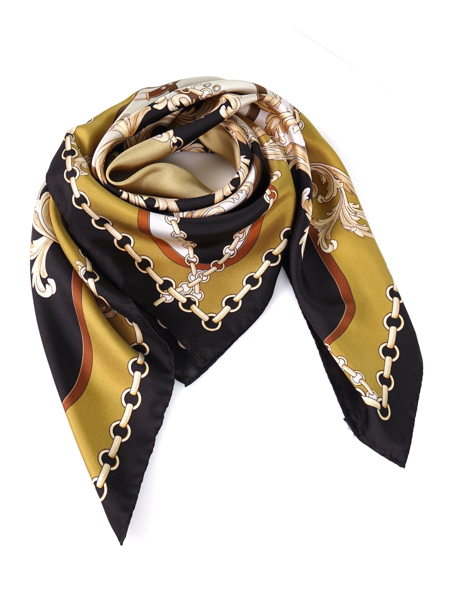 Alena Beige Print Silk Foulard 90x90cm