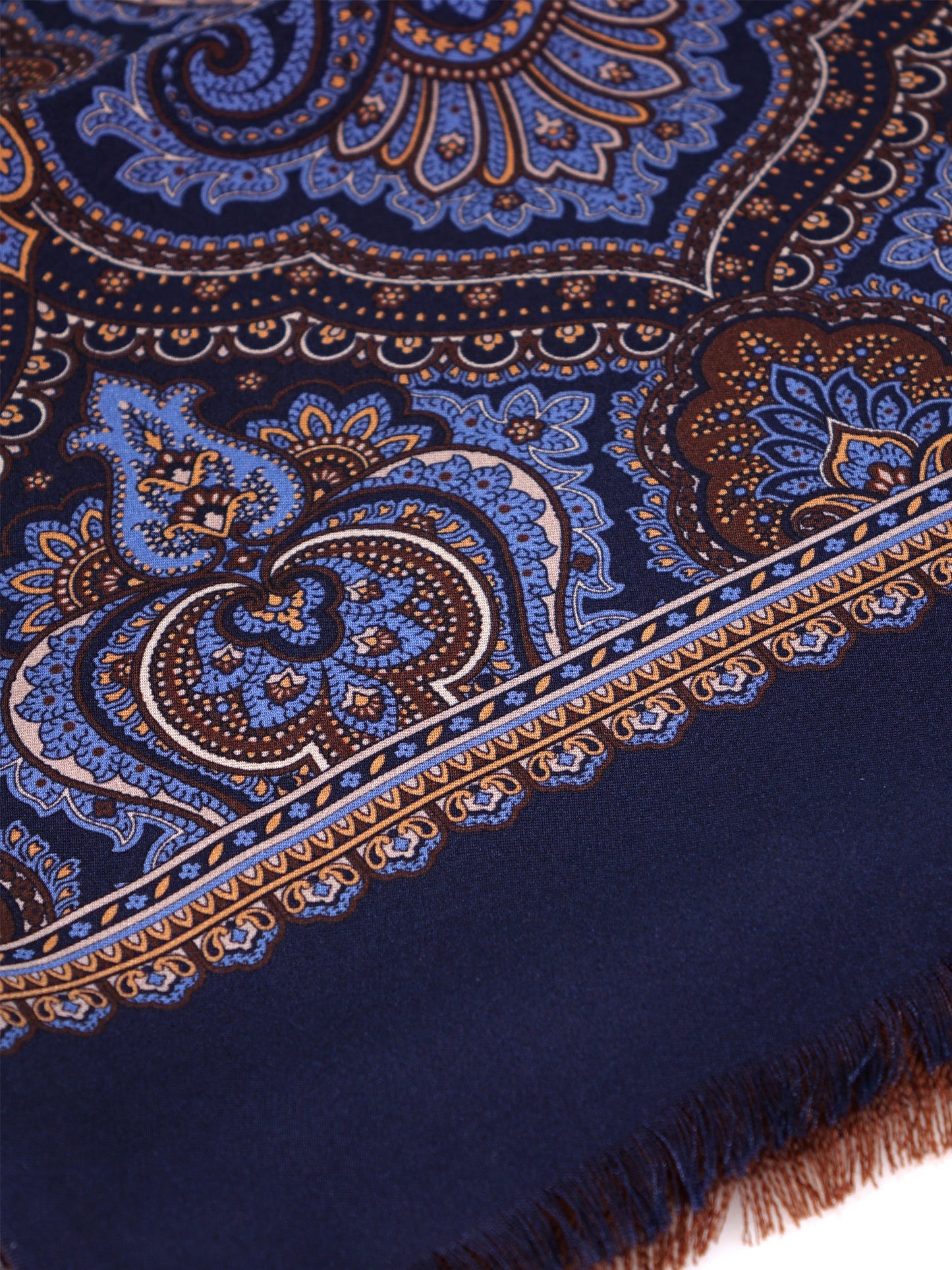 Printed silk/wool double-faced scarf ALWAYS blue