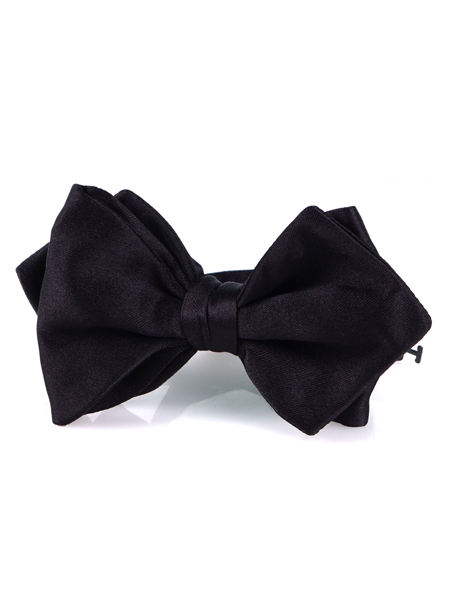 High black diamond-point pre-tied bow tie AMANTEA in satin silk