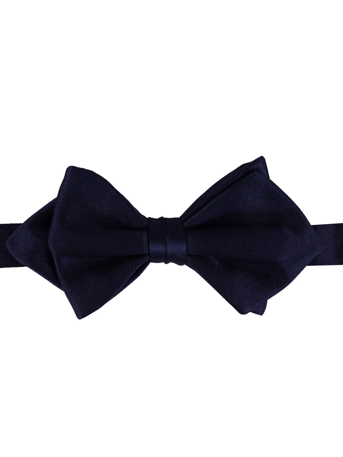 Tall blue pointed pre-tied bow tie AMANTEA in satin silk