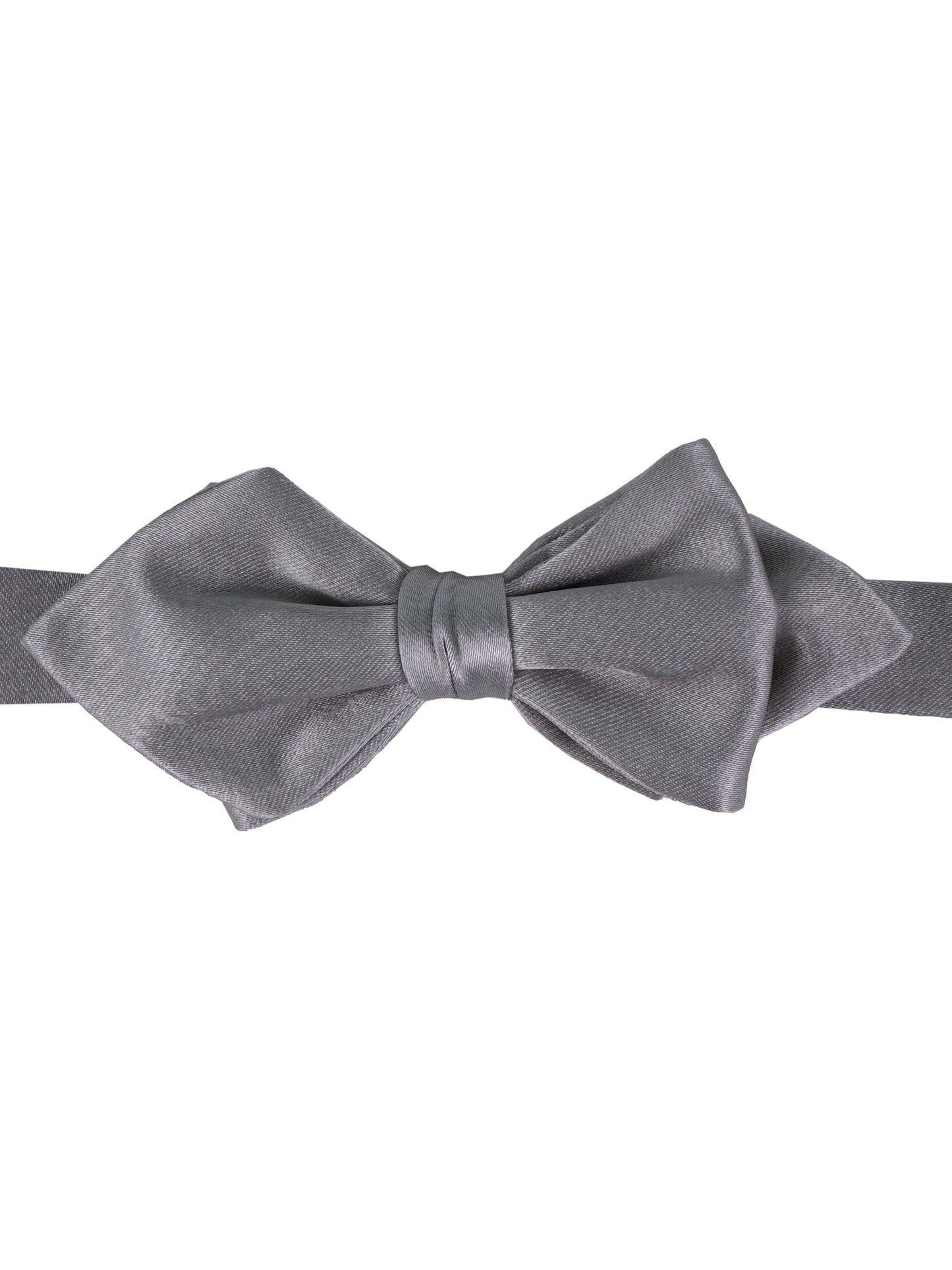 AMANTEA Grey medium diamond tip pre-tied bow tie in silk satin