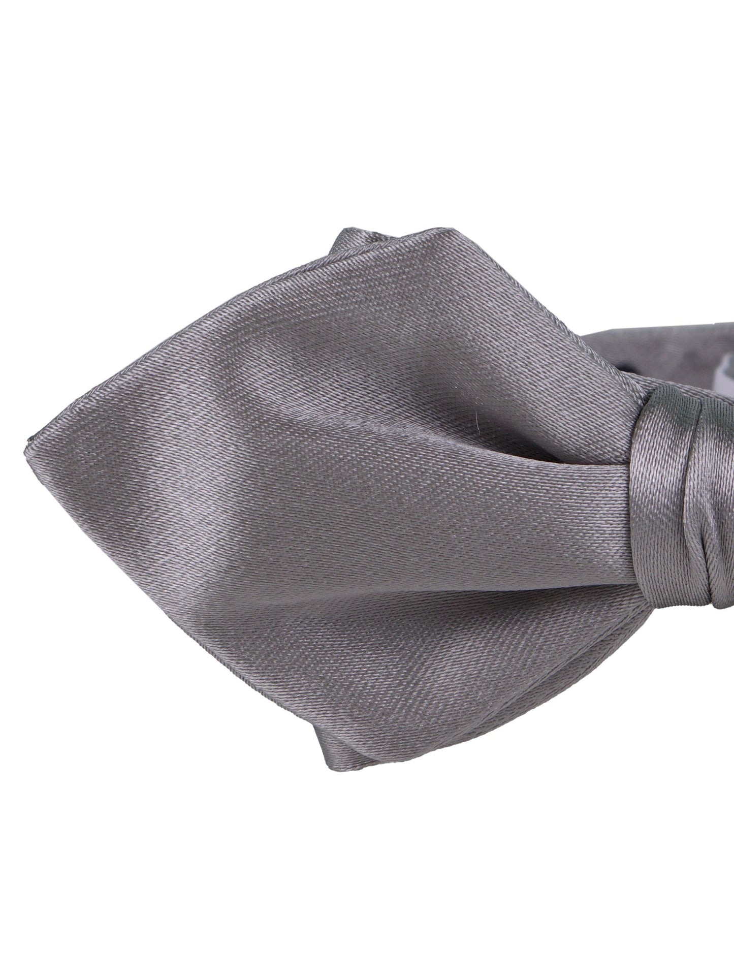 AMANTEA Grey medium diamond tip pre-tied bow tie in silk satin