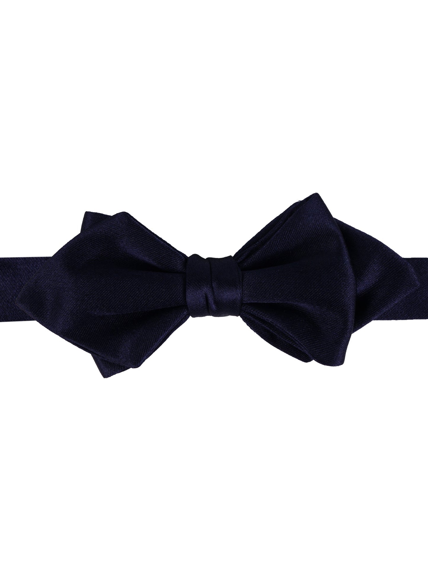 Medium pointed pre-tied dark blue AMANTEA bow tie in silk satin