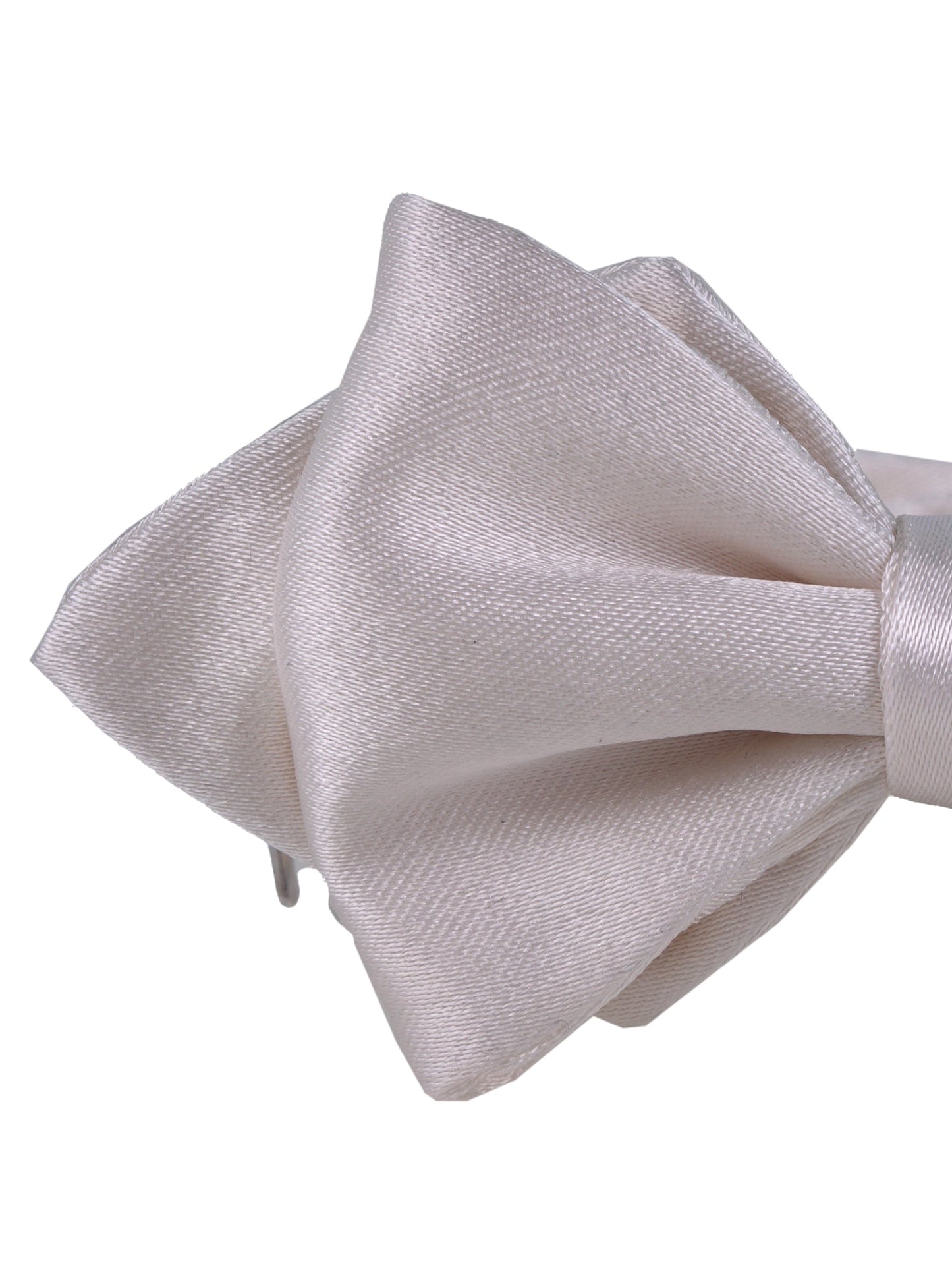 Medium white pointed pre-tied AMANTEA bow tie in satin silk