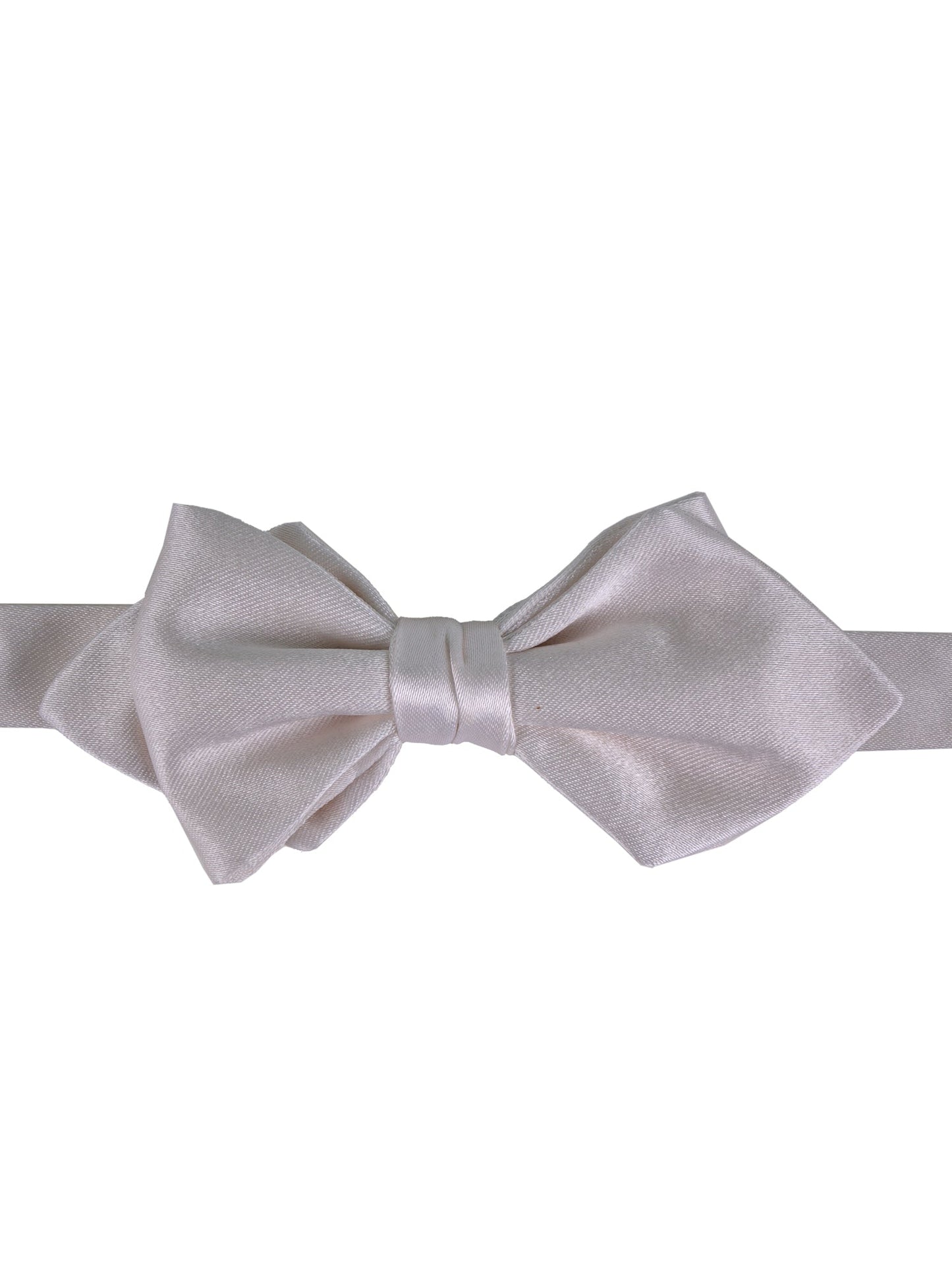 Medium white pointed pre-tied AMANTEA bow tie in satin silk