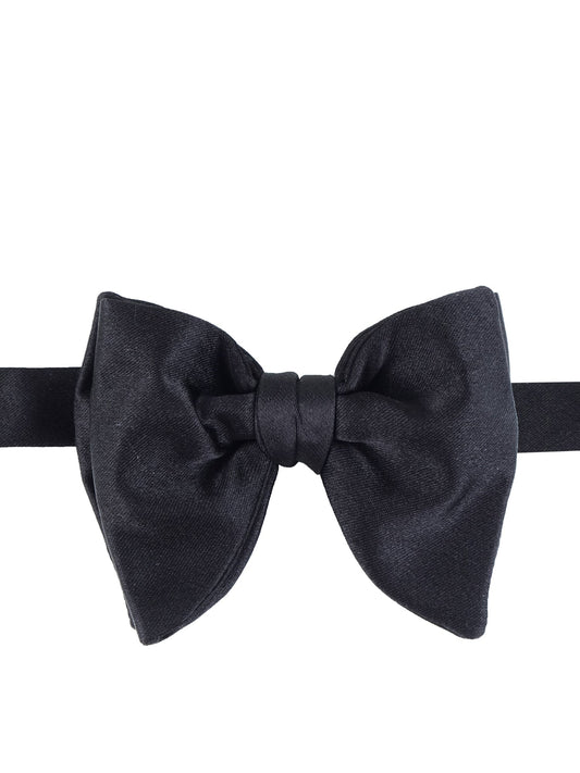 Black bow tie model DROPLET pre-tied in satin silk