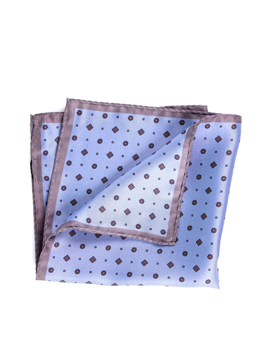 Light blue printed silk pocket square AMBRA