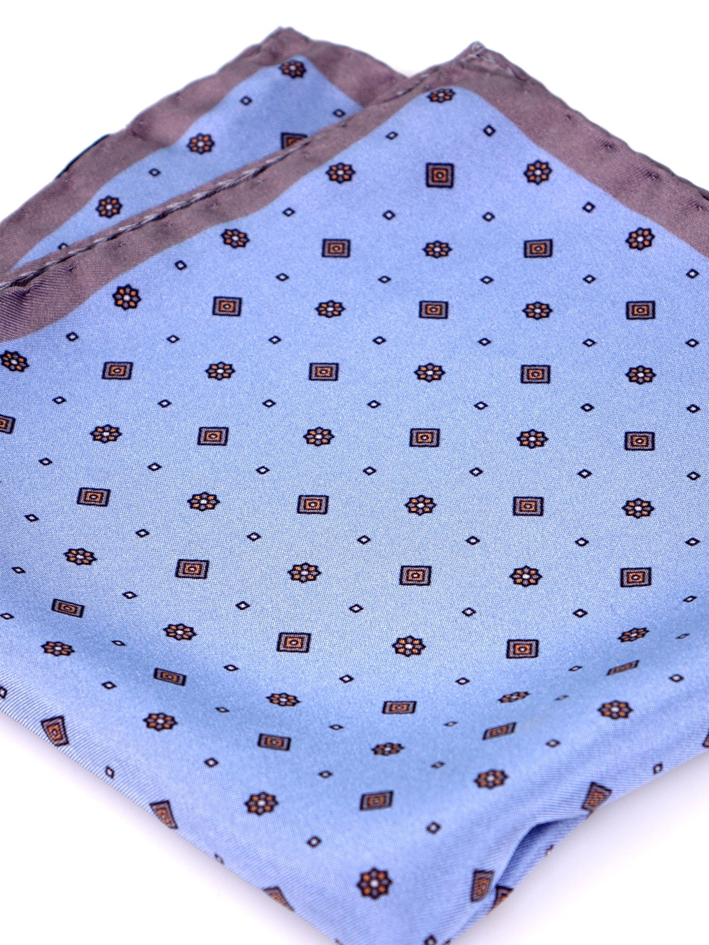Light blue printed silk pocket square AMBRA