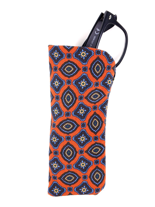 ANCIEN orange glasses case in madder silk