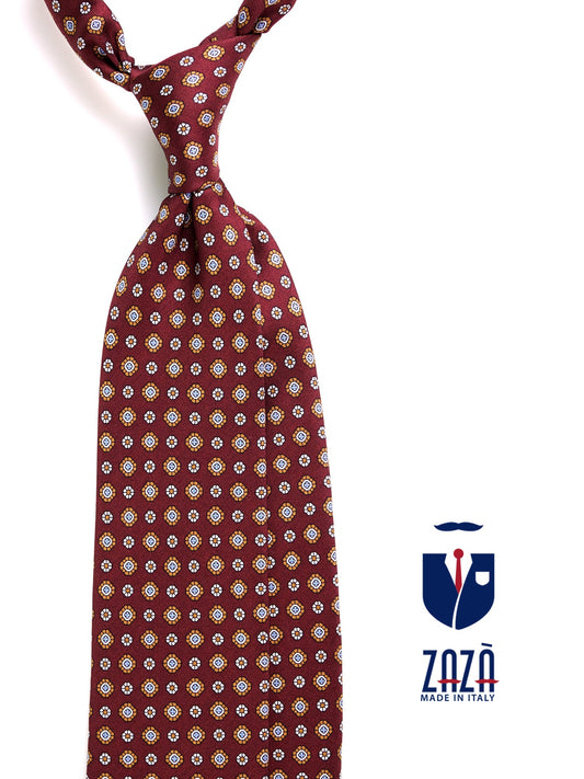 ANGEL brown printed silk 3-fold tie