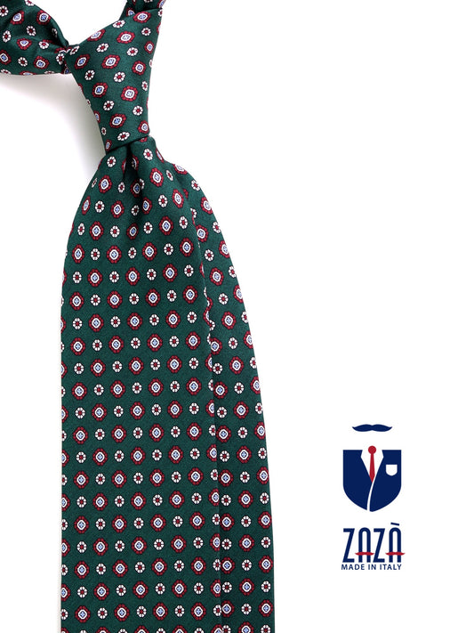 ANGEL 3-fold tie in green printed silk